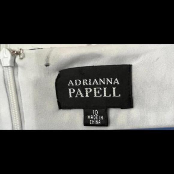 Adrianna Papell Black and White Wrap Dress 3/4 Sleeve Size 10 - Picture 6 of 6